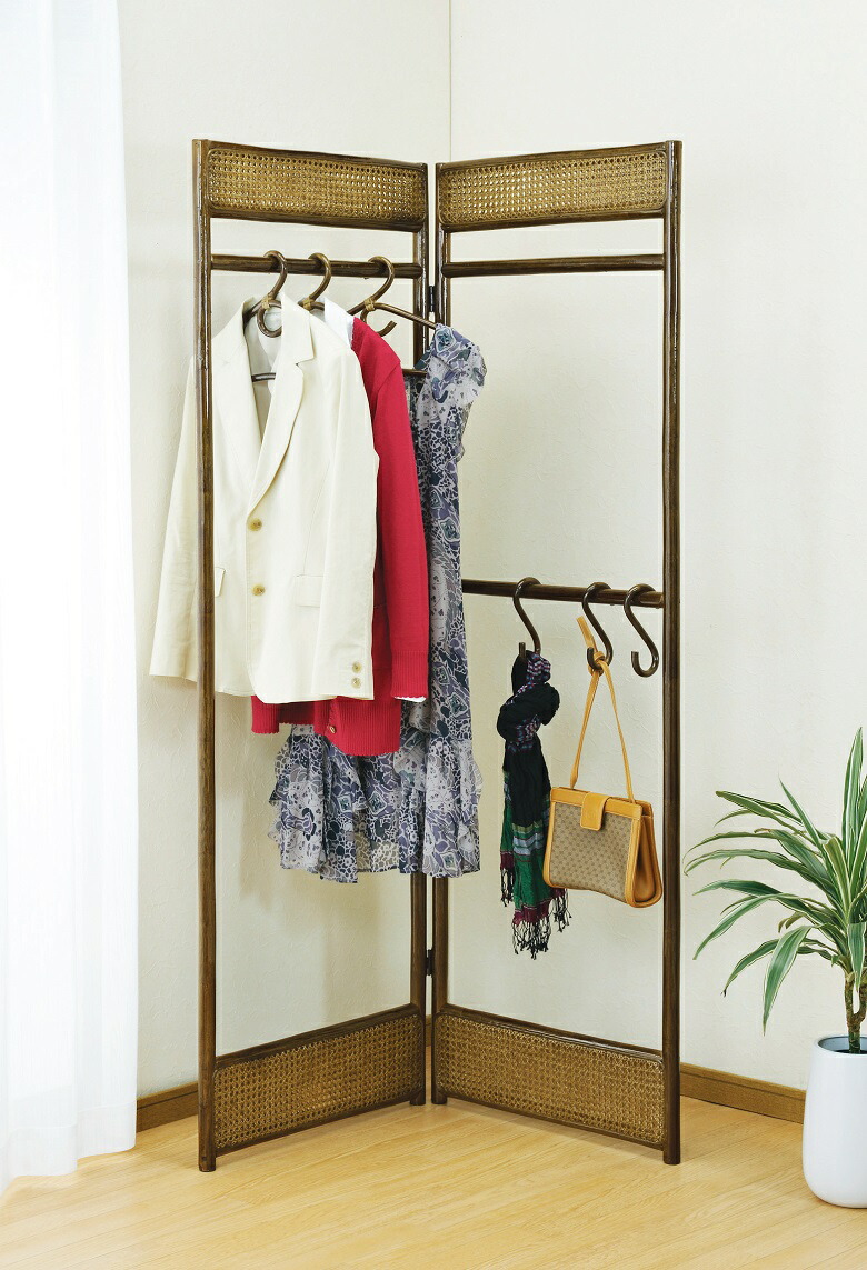 楽天市場】ハンガーラック コーナー 籐 ラタン ラック コートハンガー