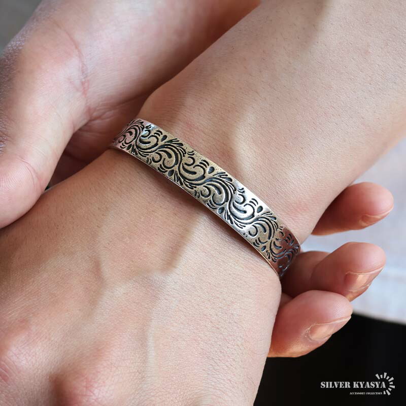 楽天市場】シルバー925 唐草バングル アラベスクブレスレット シルバー