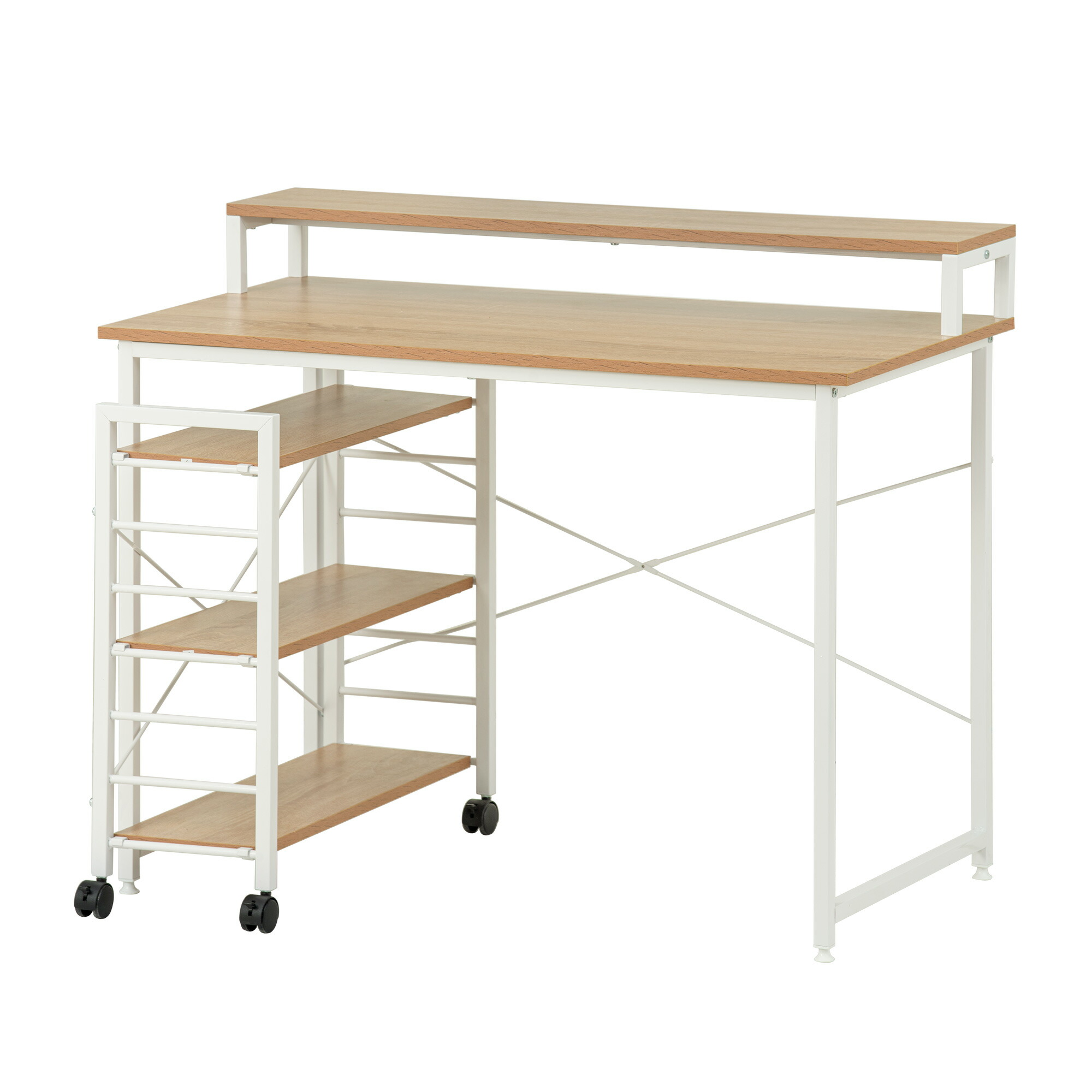 楽天市場】パソコンデスク キャスター付き 移動可能ラック付き デスク