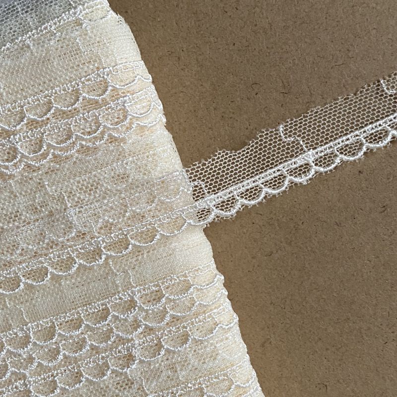 レースのお店 ななか ☆チュールレース クリーム色 幅1.6cm ふわふわ