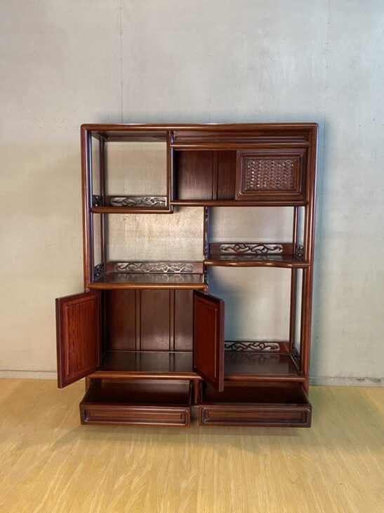 唐木 飾り棚 違い棚 透かし彫り 飾棚 違棚茶箪笥 茶棚 | さくら堂