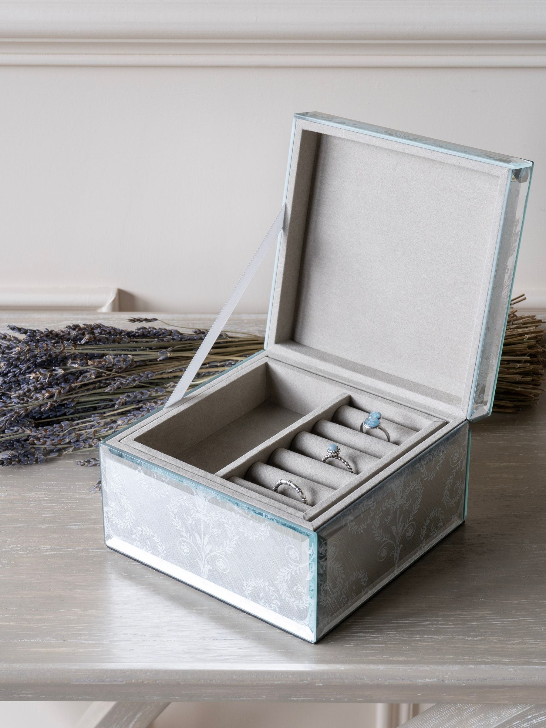 Buy Laura Ashley Josette Print Mirror Jewellery Box from the Next