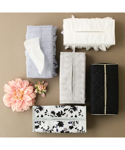 Francfranc（フランフラン） 収納 フリル ティッシュカバー ホワイト