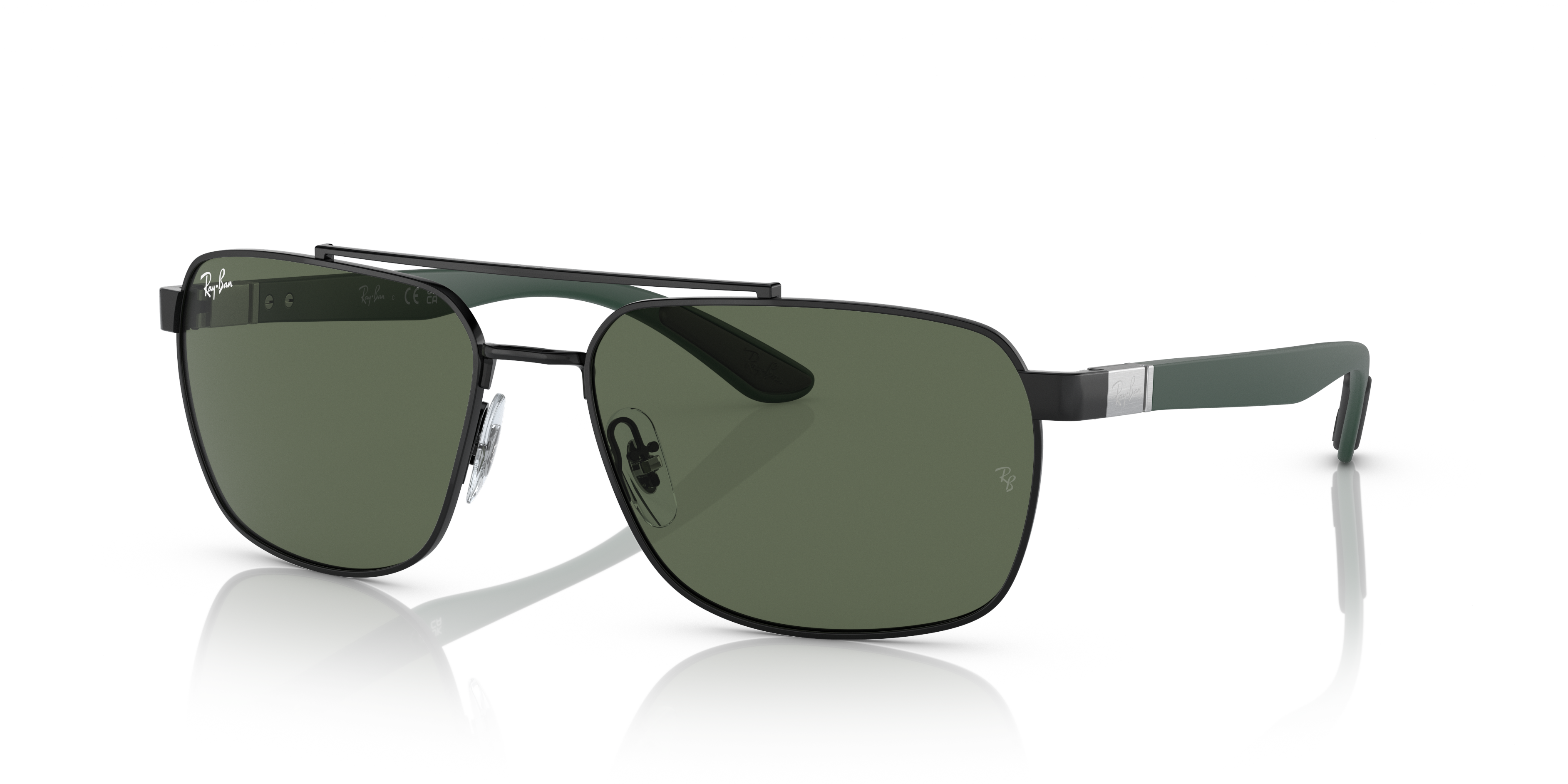 Ray-Ban RB3701 XXL (59 - 17) with Green lenses and Black frame