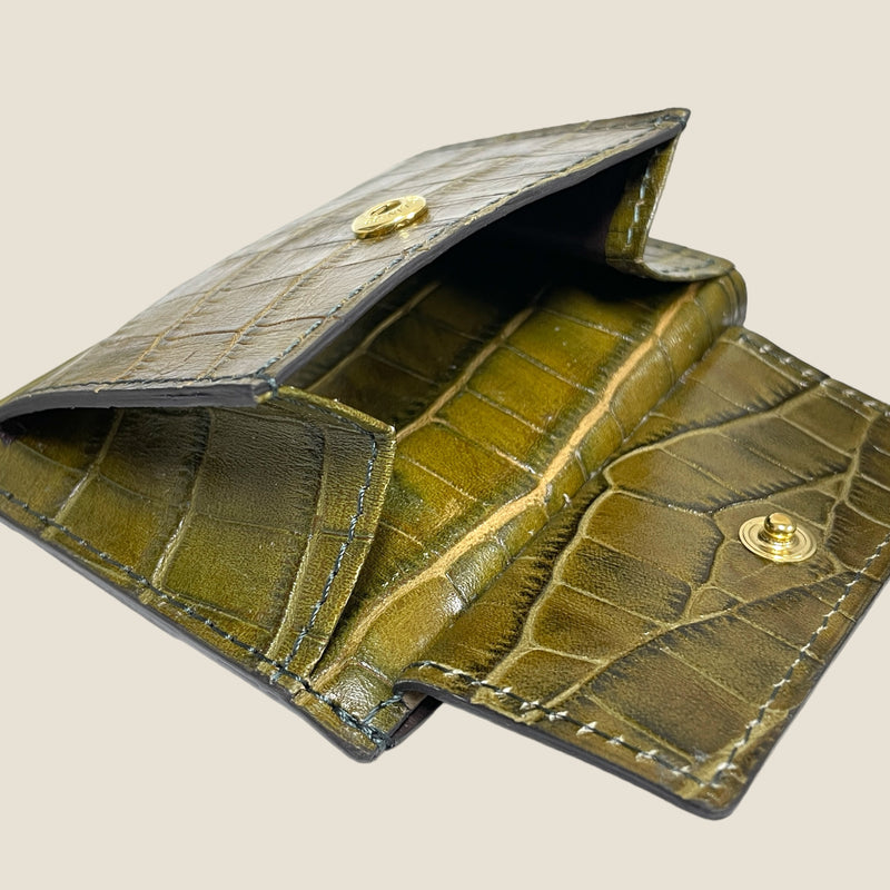 フレンチカーフ×クロコパターン] ミニスナップウォレットcolor：トープ