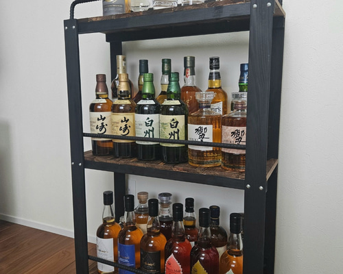 ウィスキーラック 男前インテリア 棚 インダストリアル 収納 お酒 多肉