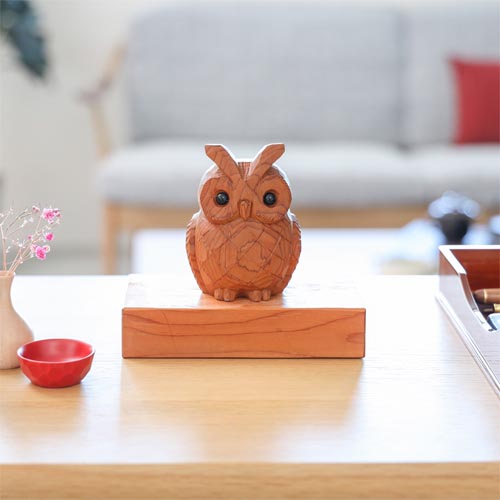 一位一刀彫 鈴木彫刻 みみずく 伝統工芸品 木製 オブジェ | MUKU工房