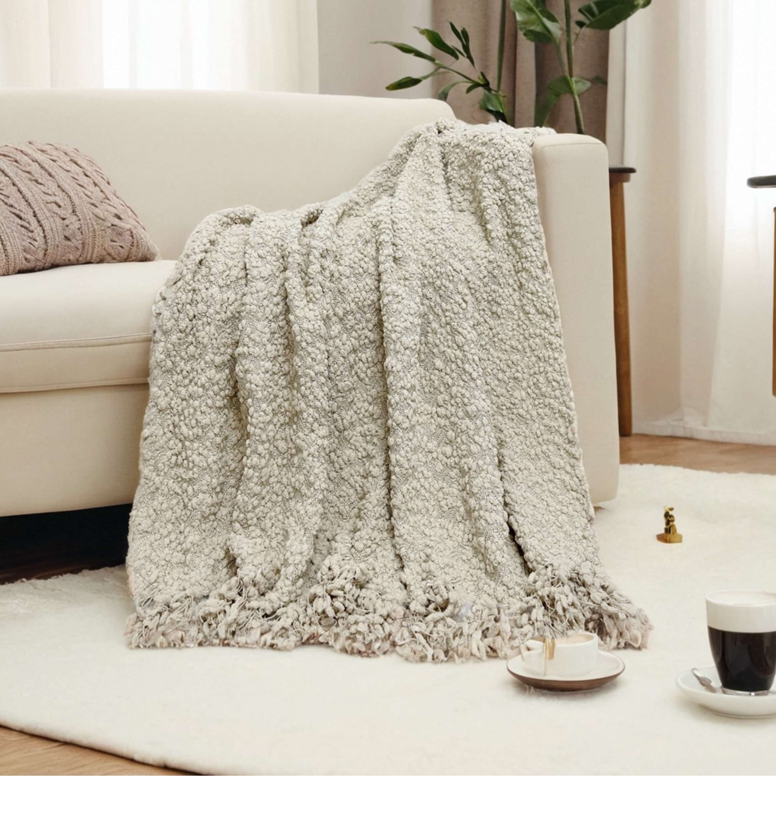 ほっこり北欧風フリンジ付きブランケット 北欧|ブランケット専門通販