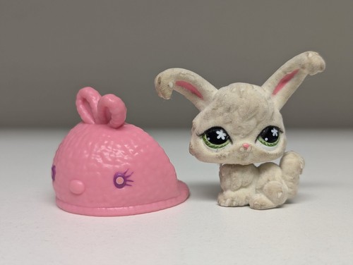 Littlest Pet Shop~#515~Bunny Rabbit~Angora~White~Fuzzy~Green