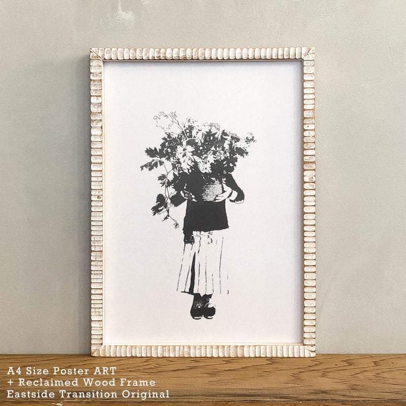 モノクロアート Monogirl」A4 モノトーン ポスター & 木製