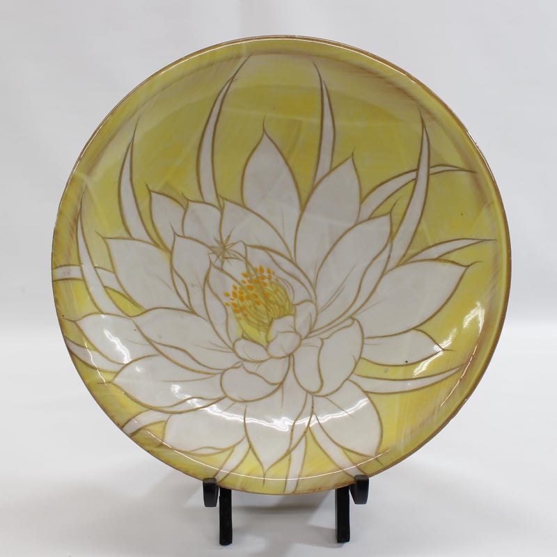 特選品 京都 京焼（清水焼） 土淵陶葊(どぶちとうあん)作 ☆月下美人六