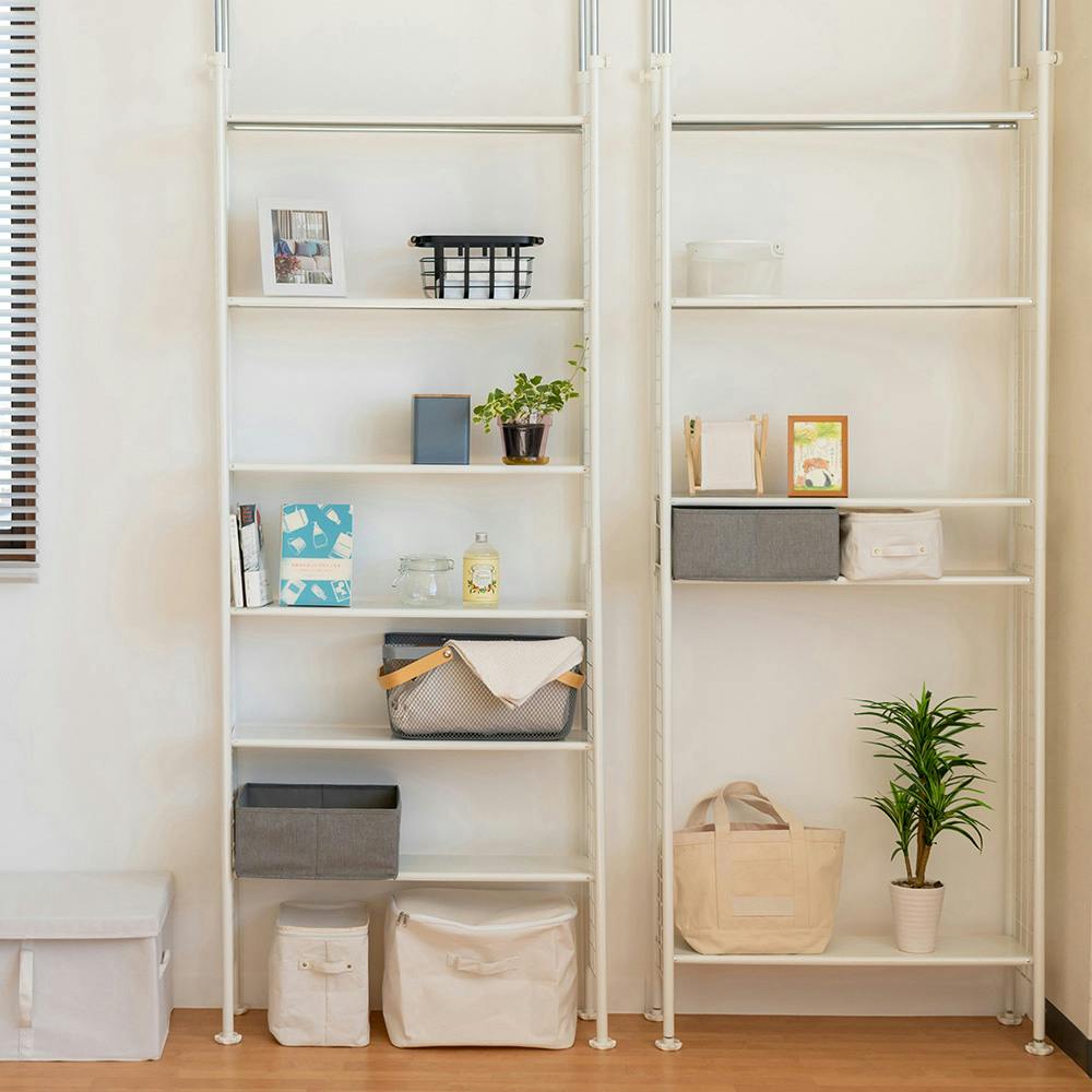 K.K 突っ張りラック 78 8段 (幅)78(奥行)24(高さ)205cm ホワイト TP