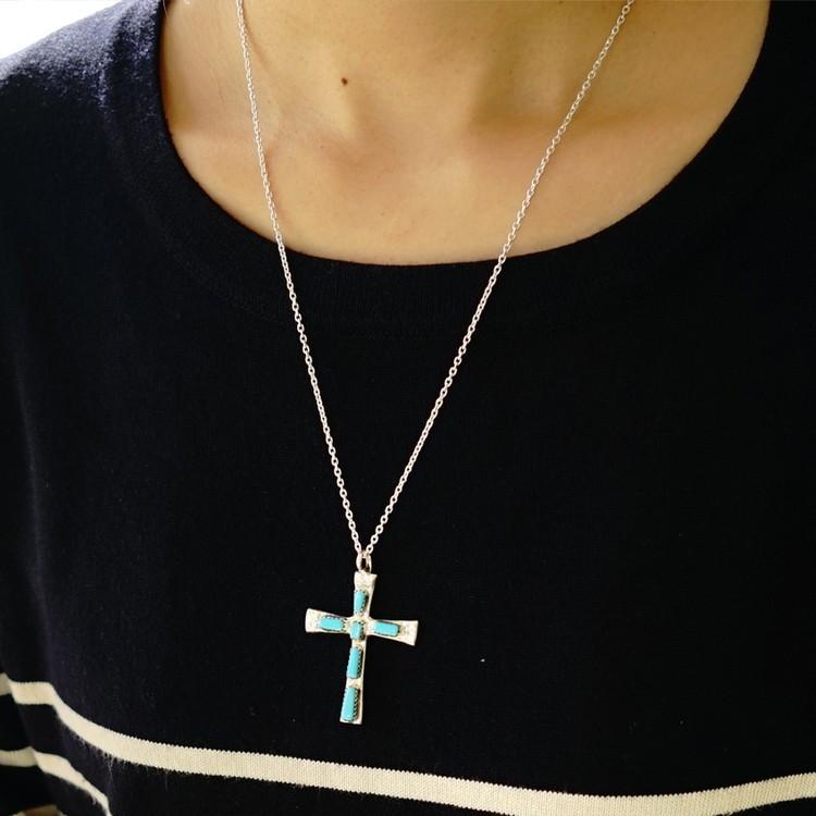 インディアンジュエリー ターコイズ ズニ族 トルコ石 十字架 クロス