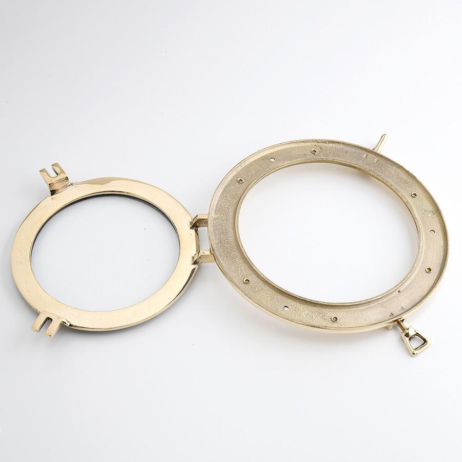 ガラス 丸窓 (透明 くもり) 開閉式 真鍮製 金色 真鍮 磨き (石膏ボード