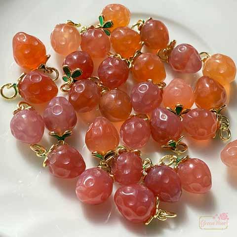 フルーツ 果物 天然石 チャーム ペンダントトップ 1個 2210 tb-464