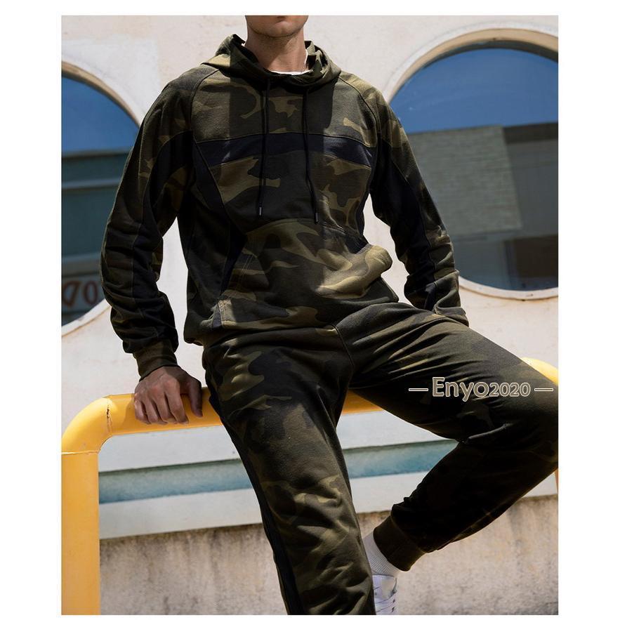 メンズ スウェット上下セット ジャージ 上下 迷彩柄 パーカー+ジョガー