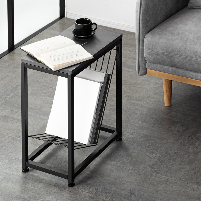 KAGUWORLD サイドテーブル ナイトテーブル ブックシェルフ 棚付き 木製