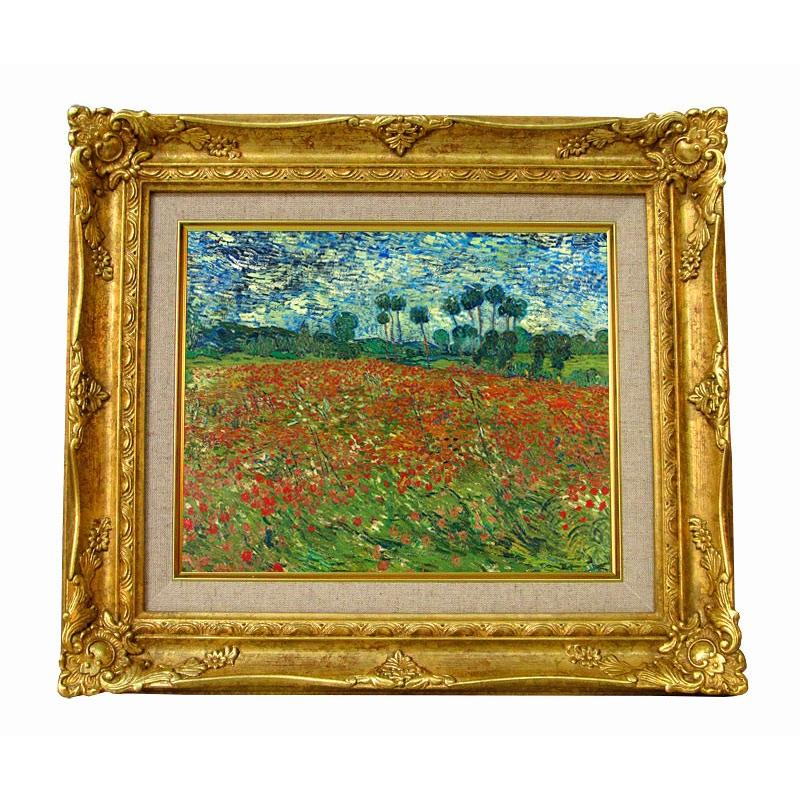 世界の名画 ゴッホ ひなげし畑 ジクレーキャンバス複製画 豪華額装品