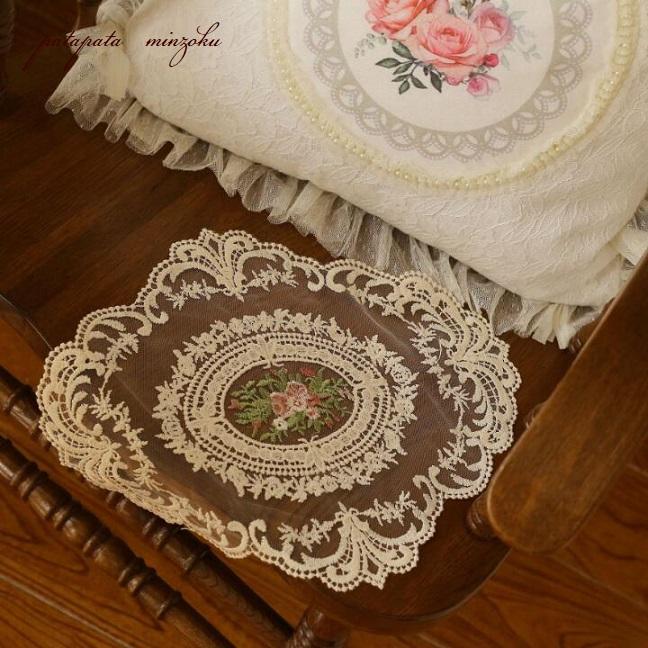 レース ランチョンマット アイボリー テーブルクロス 花柄 刺繍