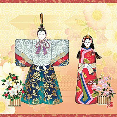 お雛様掛軸 (掛け軸) 吉井蘭月 立雛 （尺五横）約横54.5×縦120cm d4411