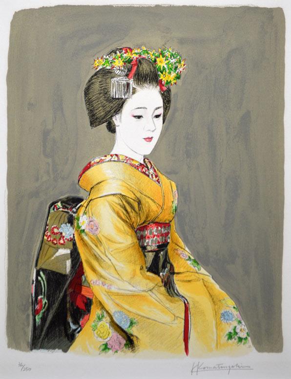 小松崎邦雄「舞妓」リトグラフ 絵画買取・販売の小竹美術