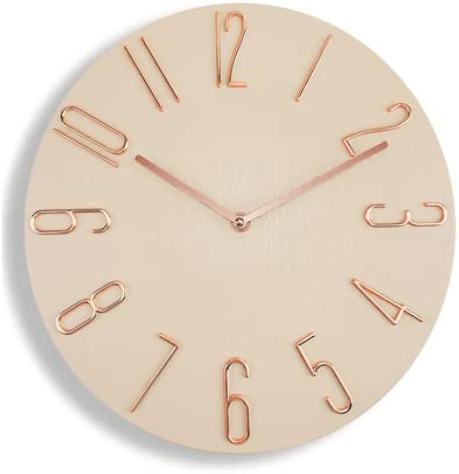 Amazon.co.jp: 壁掛け時計 掛け時計 ベージュ 静音 アナログ 時計 木目