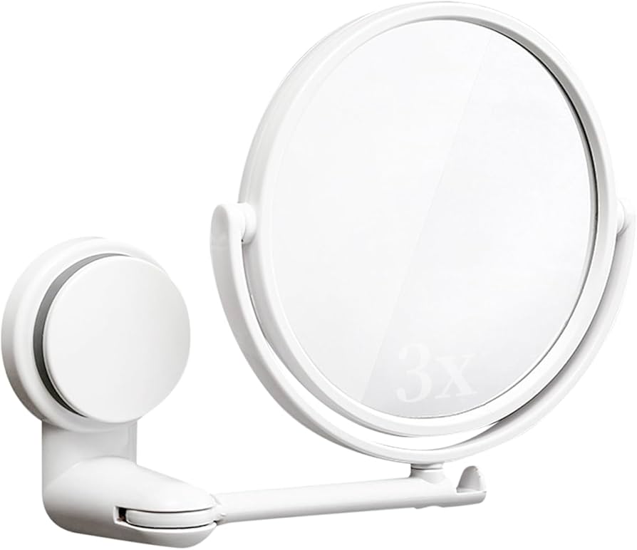 Amazon.co.jp: 化粧鏡 壁掛け ミラー 3倍拡大鏡 吸盤付き回転台 浴室鏡