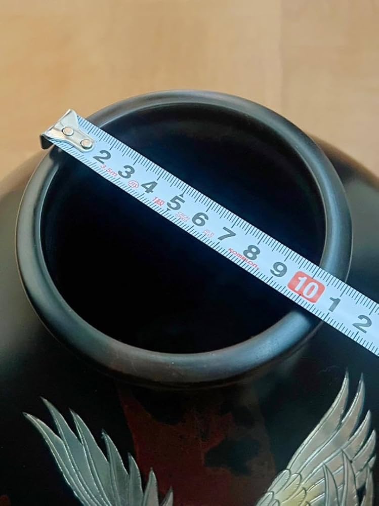 Amazon.co.jp: 花器花瓶飾壺 双鶴彫金 真峰作 青銅 ブロンズ 製 高岡