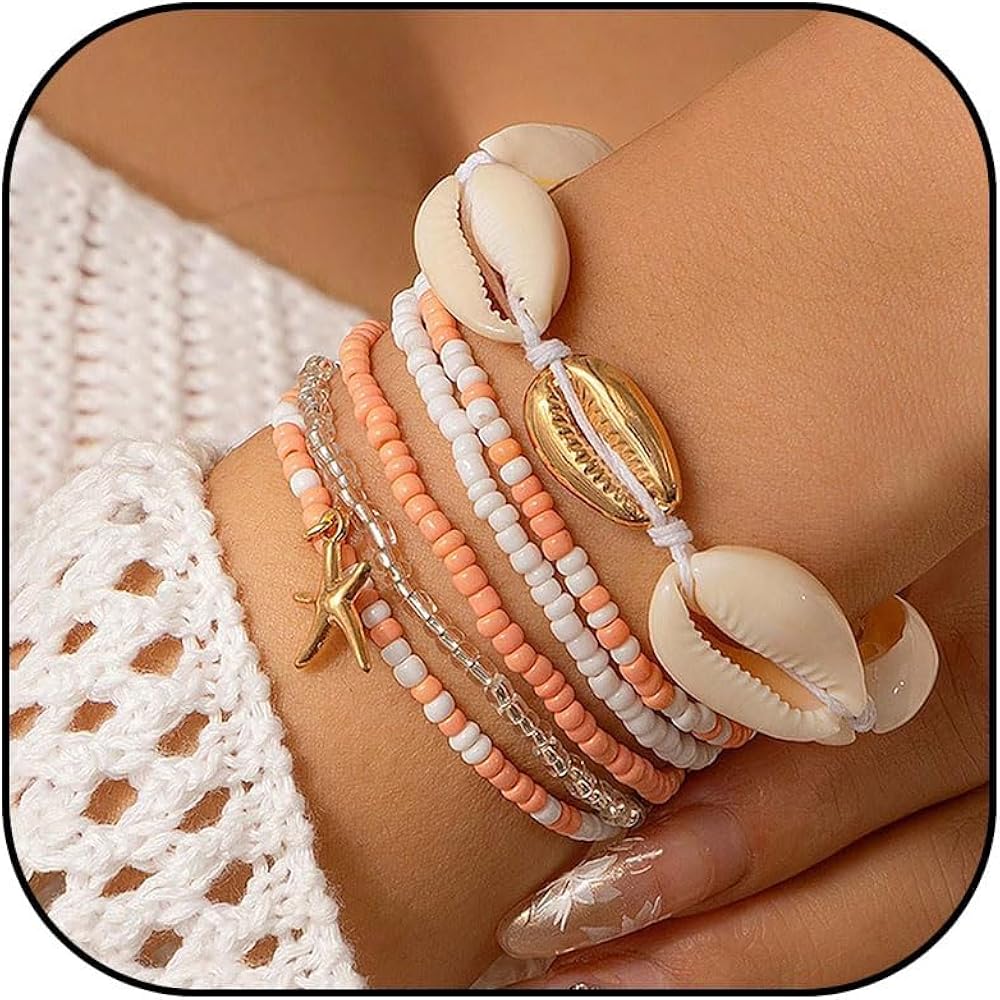 Amazon | 72ore ビーチブレスレット シェルブレスレット 重ね付け