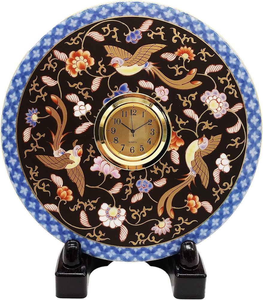 Amazon.co.jp: 時計 渕地黒絵花鳥紋 : ホーム＆キッチン