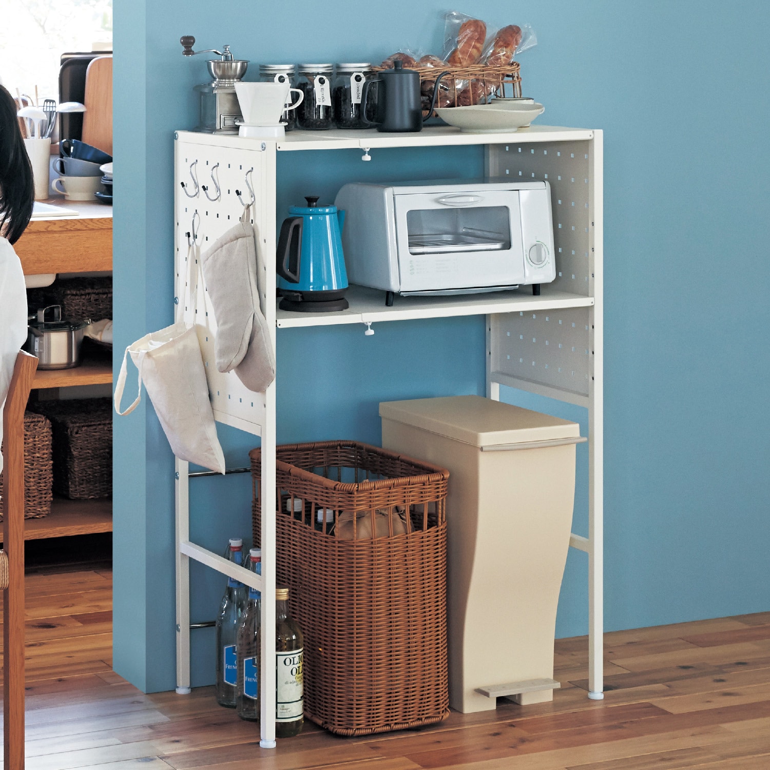 ゴミ箱上ラック幅98.5 レンジ台 収納 キッチン レンジボード（901