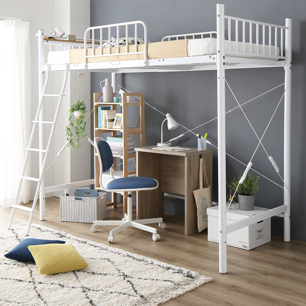 デスク・ラック付きも選べる ロフトベッド（ベッドフレーム+デスク+