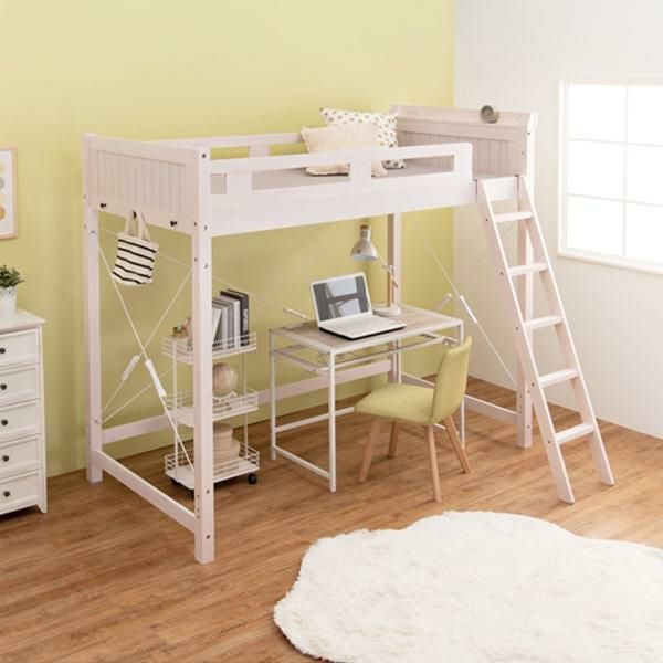 直送】木製ロフトベッド(高さ186cm)｜かわいいお姫様インテリア家具