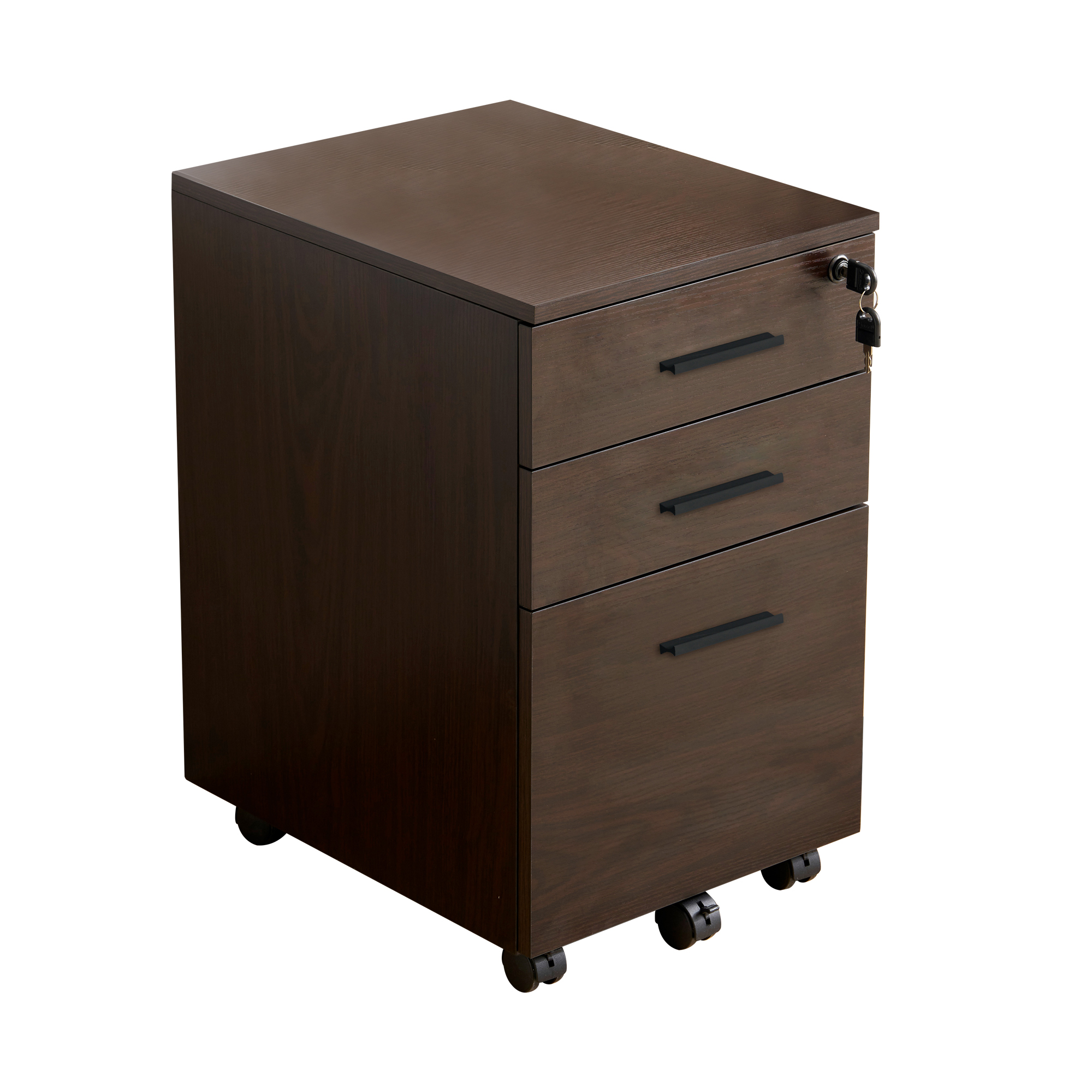 BTM デスクワゴン サイドチェスト 3段 大容量 鍵付き キャスター付き