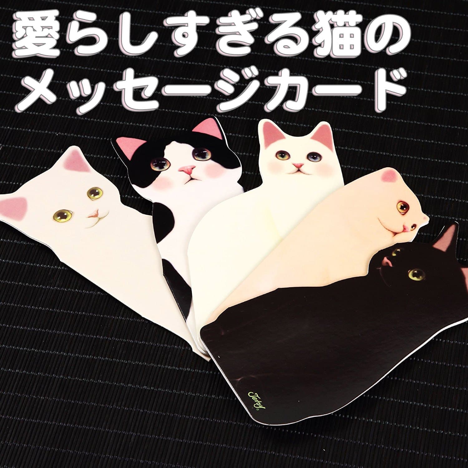 Jetoy愛らしい 猫 メッセージ カード 5種+封筒 セット グリーティング