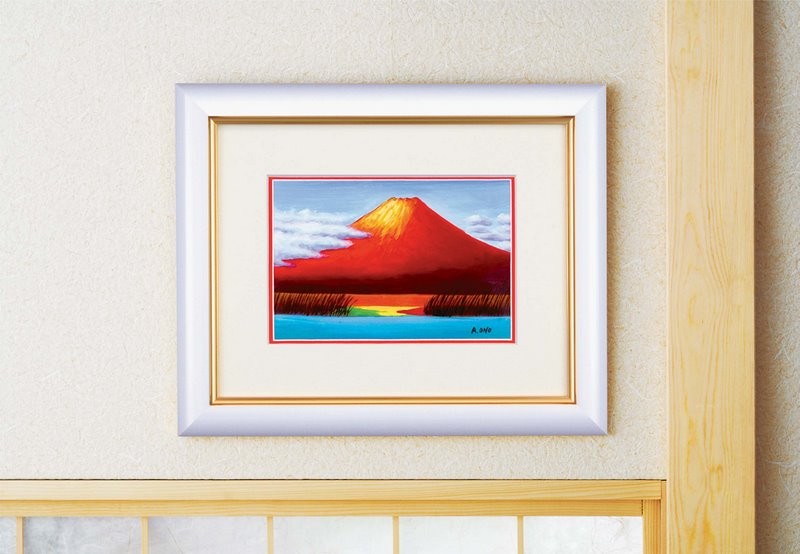油絵 絵画 赤富士 壁掛け 壁飾り インテリア 花 アートパネル ポスター