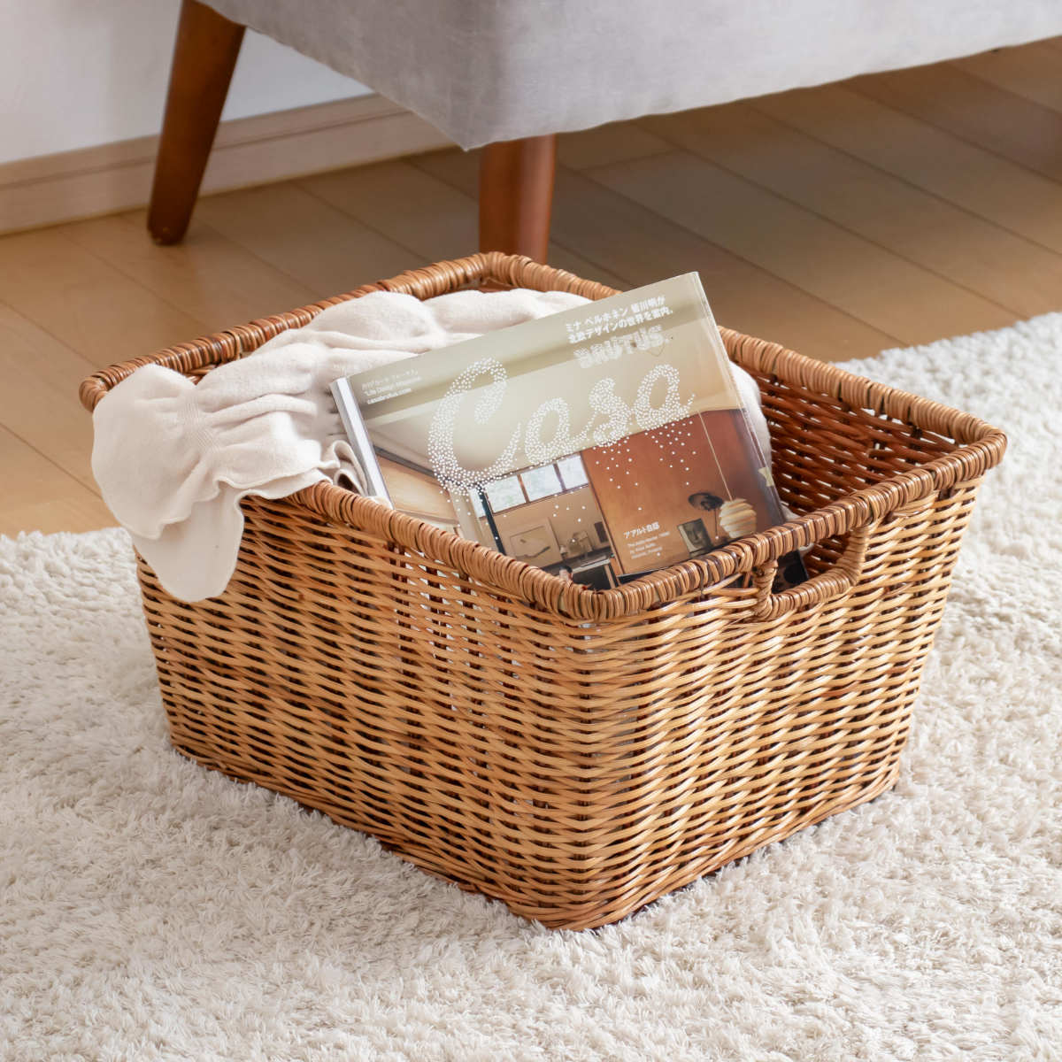 ちどり産業 かご バスケット 収納 約 幅42×奥行33.5×高さ21.5cm 2個