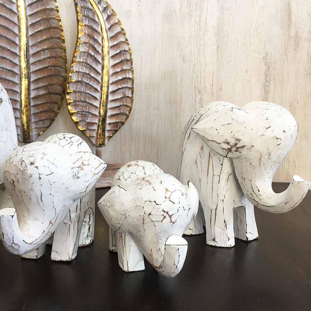 アジアン雑貨 象の置き物 オブジェ ゾウさん 4体セット 2色 白