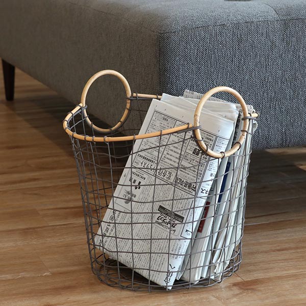 ちどり産業 ワイヤーバスケット 籐のカゴ 直径33×高さ22cm