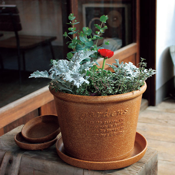 Hachiman エコポット浅型7・8号 プレート付き NA【植木鉢 プランター