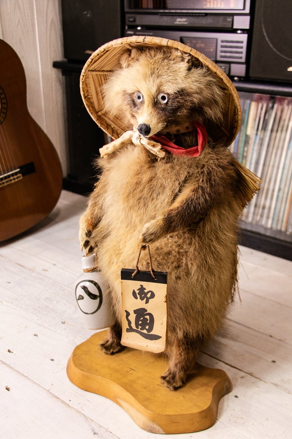 縁起物 たぬきの置物 剥製 商売繁盛 開運 招福 金運 徳利 お通い帳