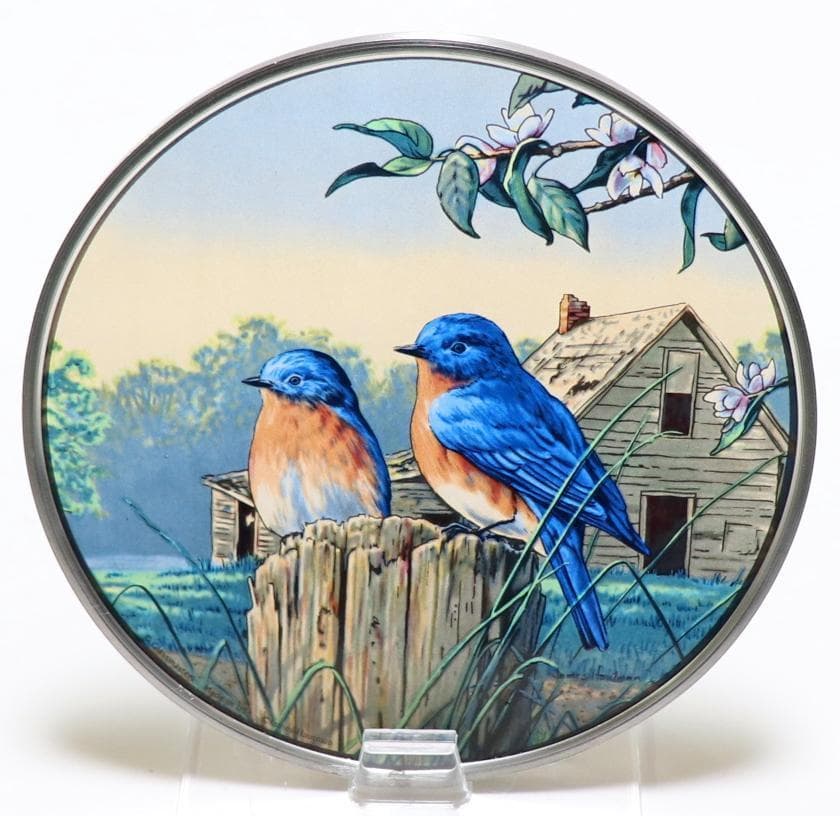 ジム・ハウトマン ヴィンテージ ステンドグラス 二匹の青い鳥 ブルーバード ジム・ハウトマン ヴィンテージ ステンドグラス 二匹の青い鳥 ブルー