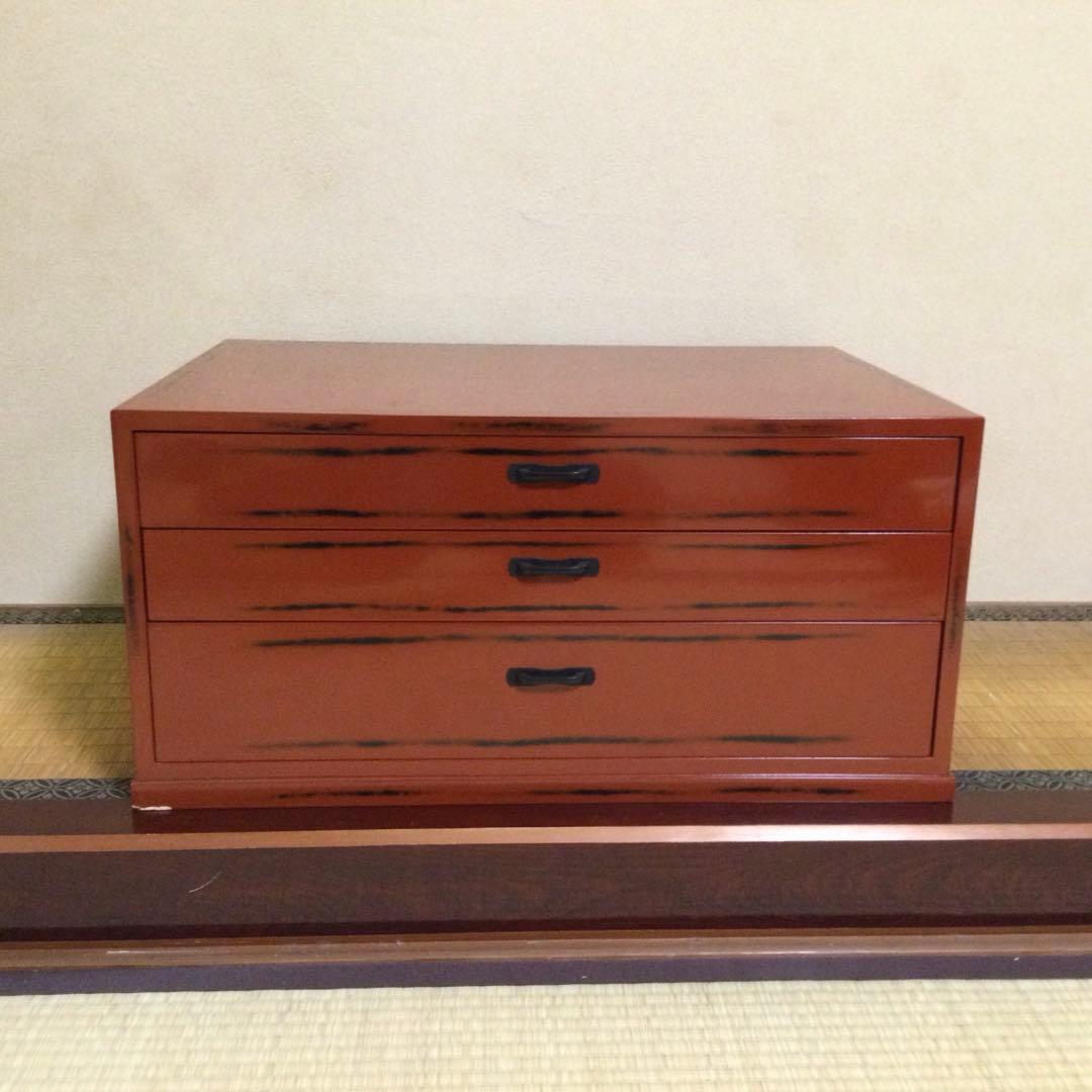 和歌山 紀州塗 根来塗箪笥 うるし塗装 中質繊維板 M 根来塗五つ引出し｜漆器の島安【うるわしうるし】根来塗、インテリア