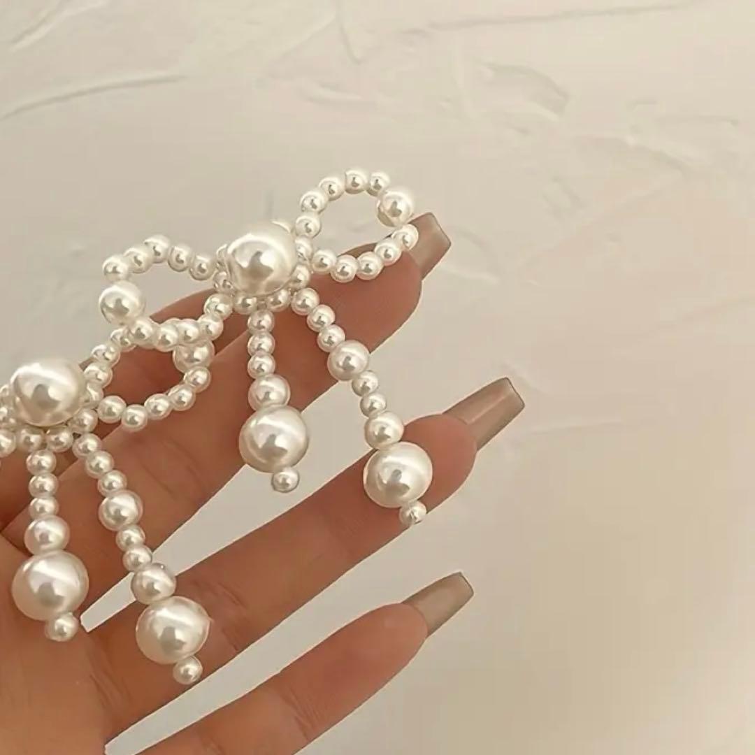 パールリボンパーツ　　5個 ネイルパーツ パール リボン 5個セットの通販 by Reese's's shop｜ラクマ