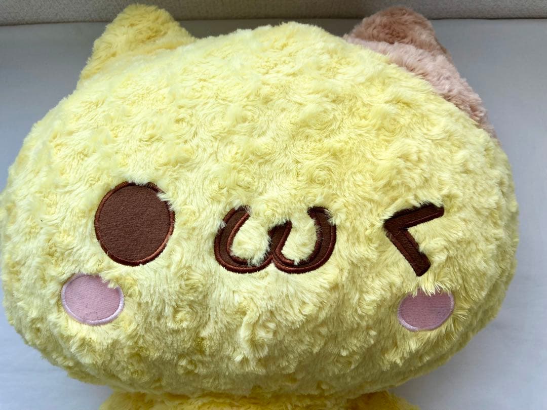 メガBIG かおもじん ねこみみ 超希少トラ猫 全長50cm 右脇下破れあり