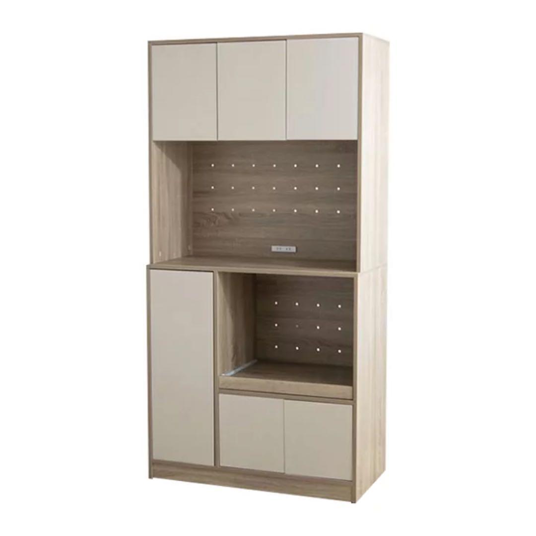 【ぴり様】食器棚 バイカラー レンジボード 幅90cm ぴり様】食器棚 バイカラー レンジボード 幅90cm