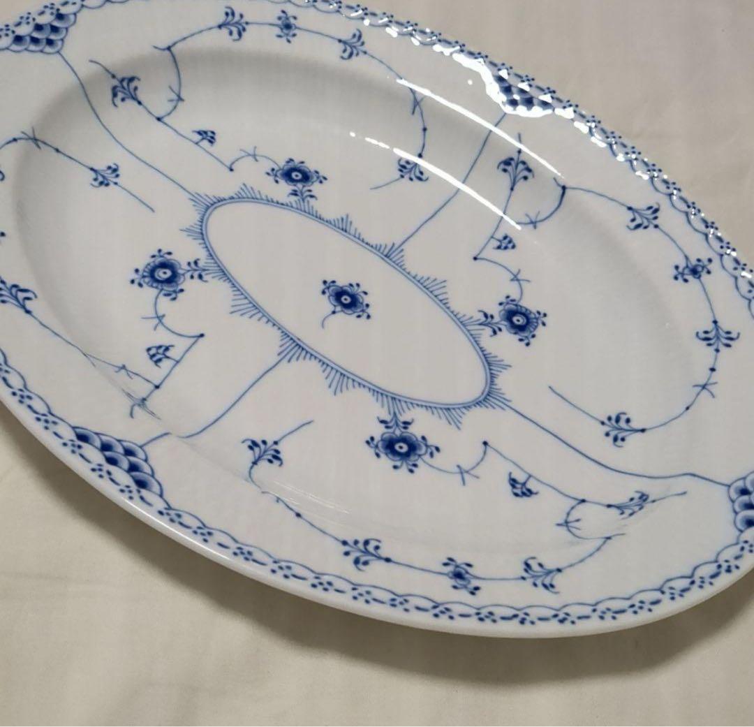 ブルーフルーテッド プレイン オーバルディッシュ 36.5cm