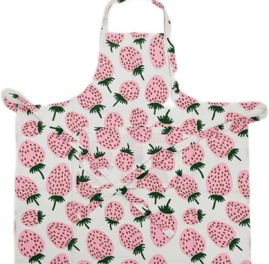 新品マリメッコ いちご柄エプロン