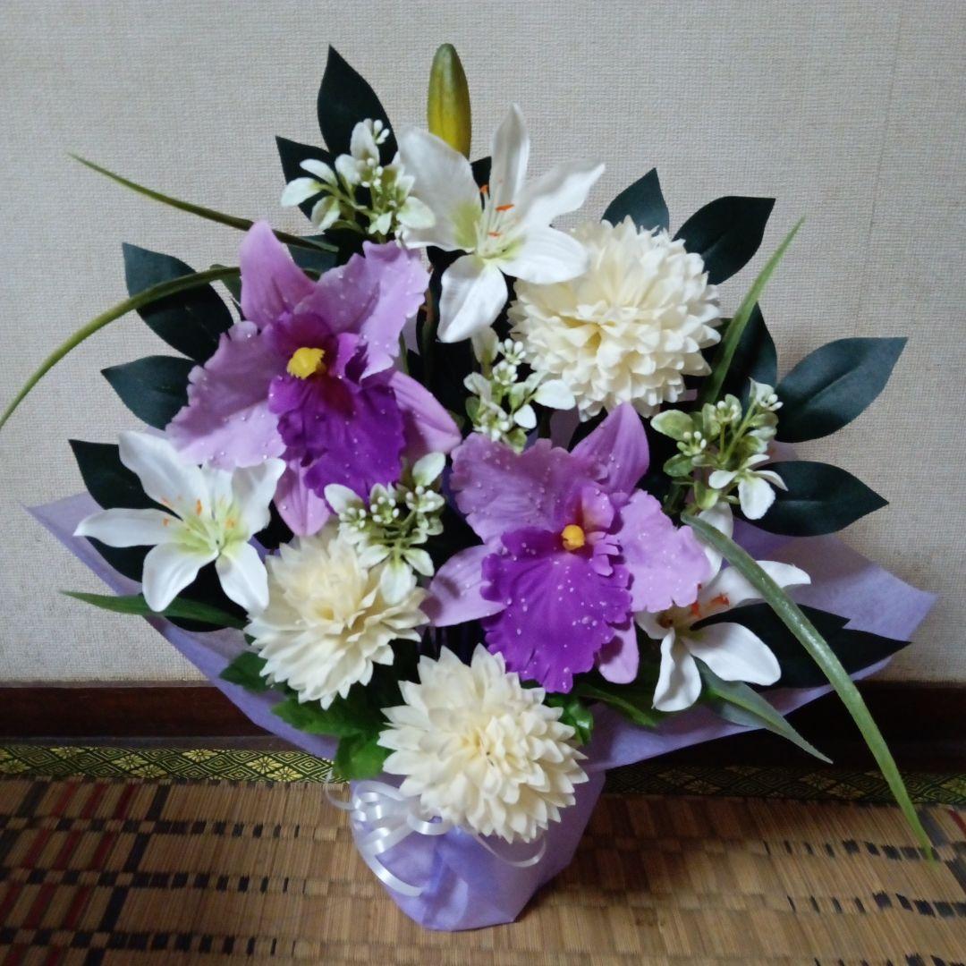 仏花、御供え花、造花アレンジカトレア 00405fbe37c0e9bad2047bbc5363be
