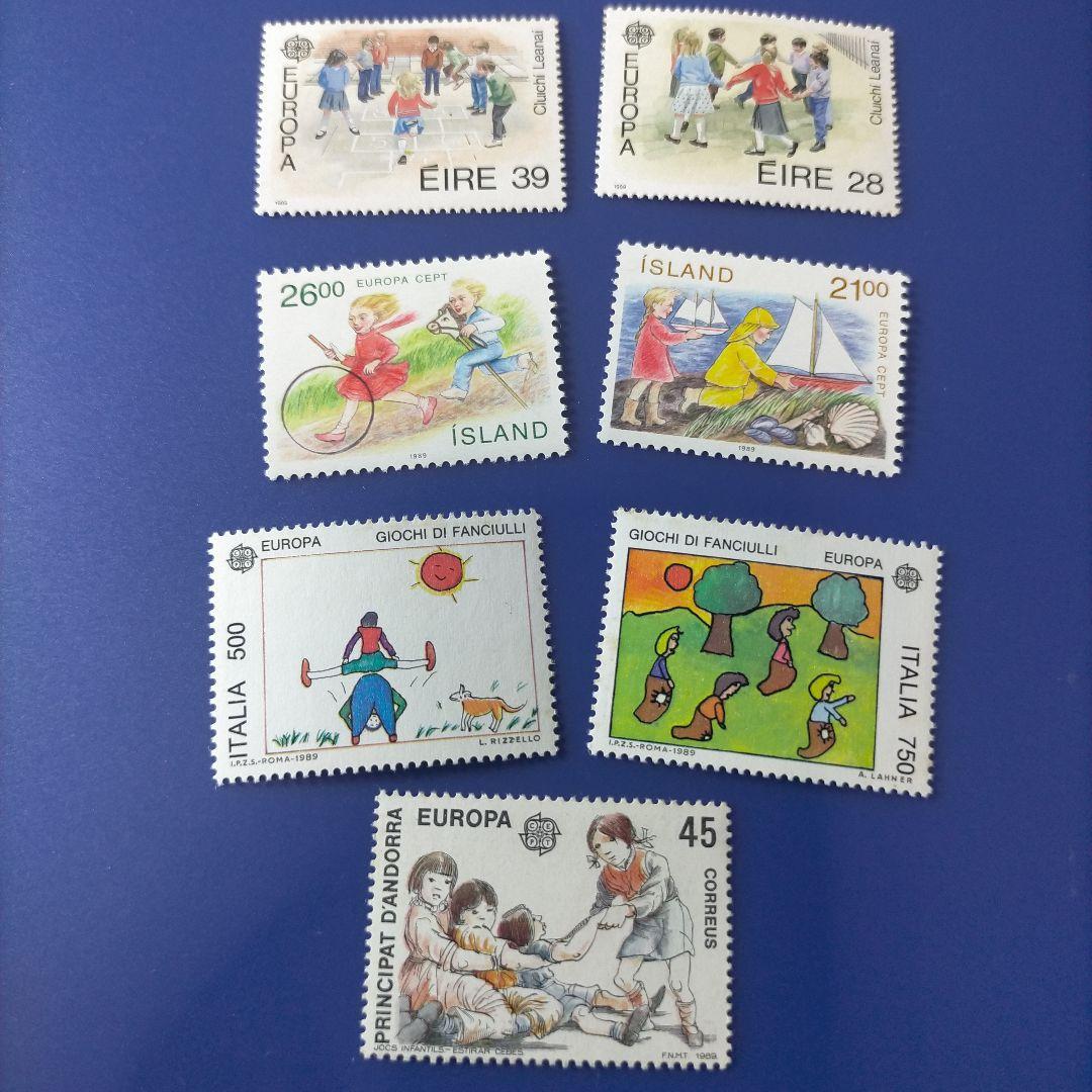 6239 外国切手 EUROPA 子供の遊び 切手コレクション7種 - メルカリ